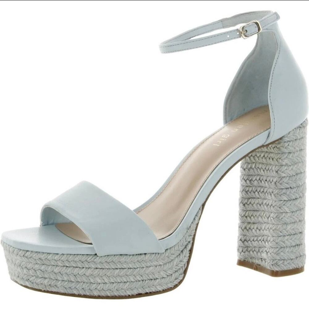 Madden Girl Omega Blue Faux Leather Platform Sandal Ankle Strap Heels NWOT